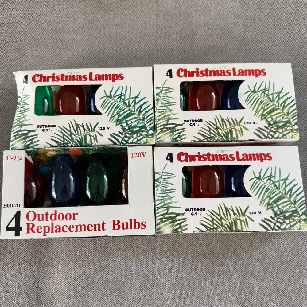 Vintage C9 Christmas Light Replacement Bulbs 4 Packs Multicolor White Lot of 52